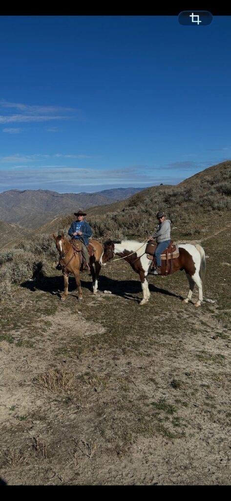 Craig and Ann on Jack and Trigger at Grouse Creek, the Danskins
